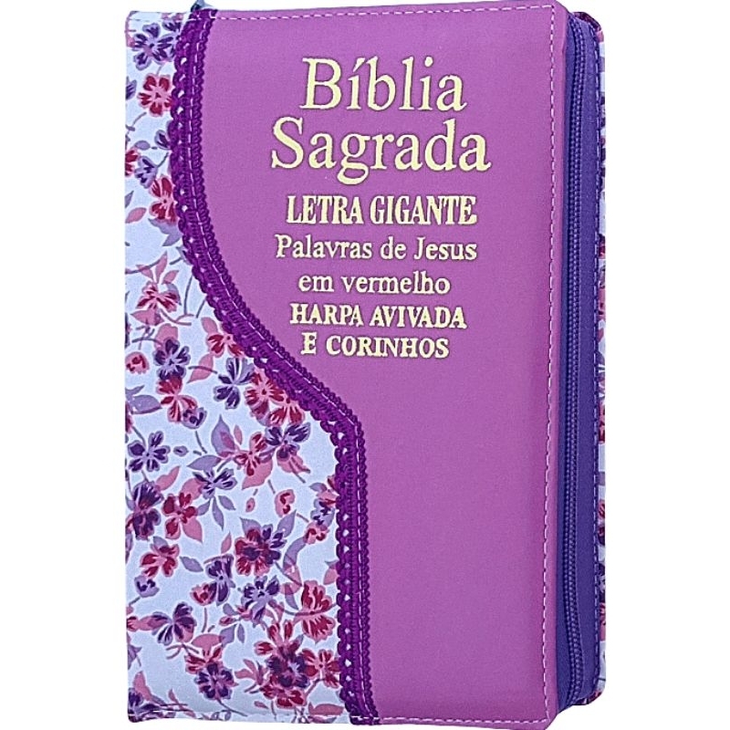 Bíblia Sagrada Com Harpa Zíper Feminina Colorida
