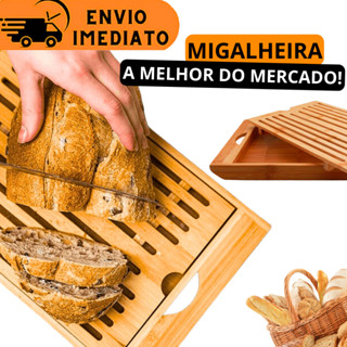 OFERTA Tábua Migalheira Original 100% Em Bambu Para Pão Pães Bolos Bandeja Decorativa Para Café Da Manhã Presente Dia Das Mães