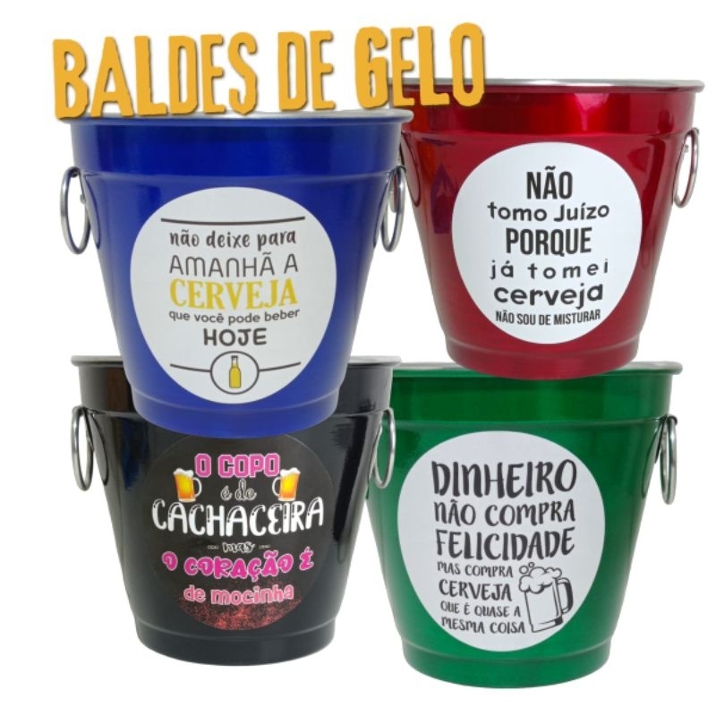 Balde de Gelo Alumínio Para Bebidas Personalizado Presente Festa Decoração