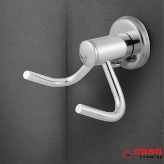 Cabide ou Porta Toalha Gancho Duplo Cromado Reforçado Simples Quarto Cozinha Banheiro Portas Paredes Canoplas em Inox Dupla Fixação