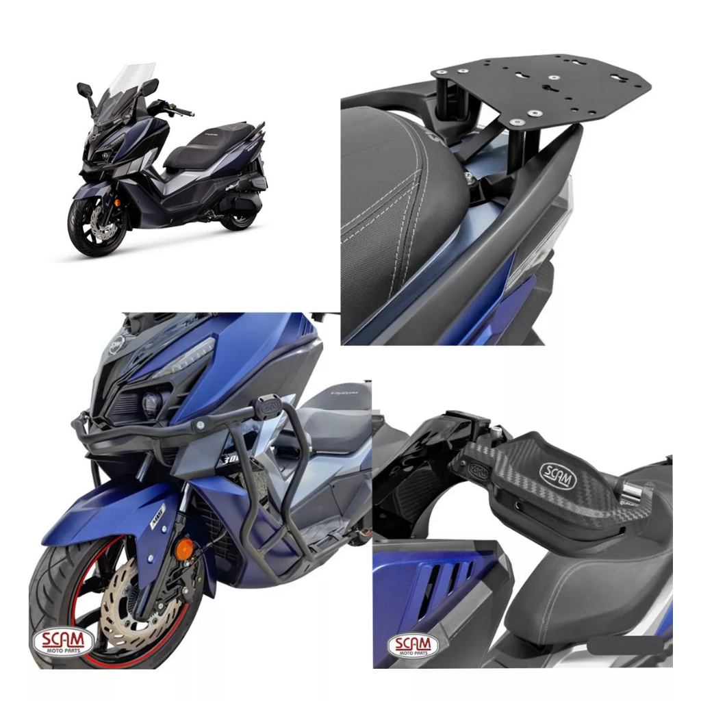 Protetor de Carenagem + Protetor de Mão + Suporte Baú Traseiro Cruisym 300 - Scam