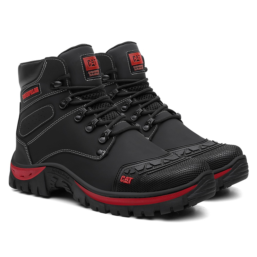 Bota Coturno Caterpillar Masculina 100% Couro Super Confortável Biqueira PVC