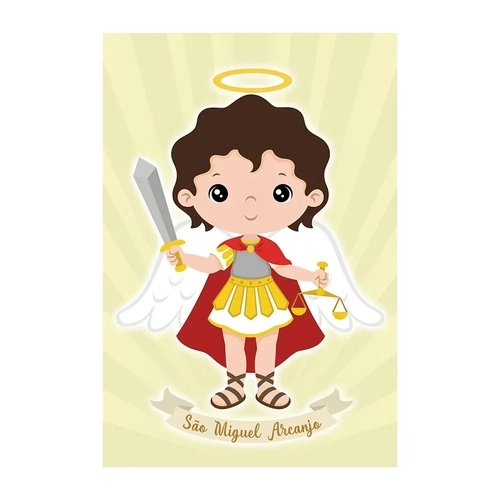 Quadro de decoração são miguel arcanjo para quarto de bebê - quarto de criança - quarto infantil - anjo pretetor - 1 peça 60x40