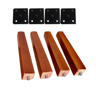 Kit 04 Pés Palito Trapezio 40cm Castanho + 4 Chapa Metalicas Reta em Oferta na Shopee