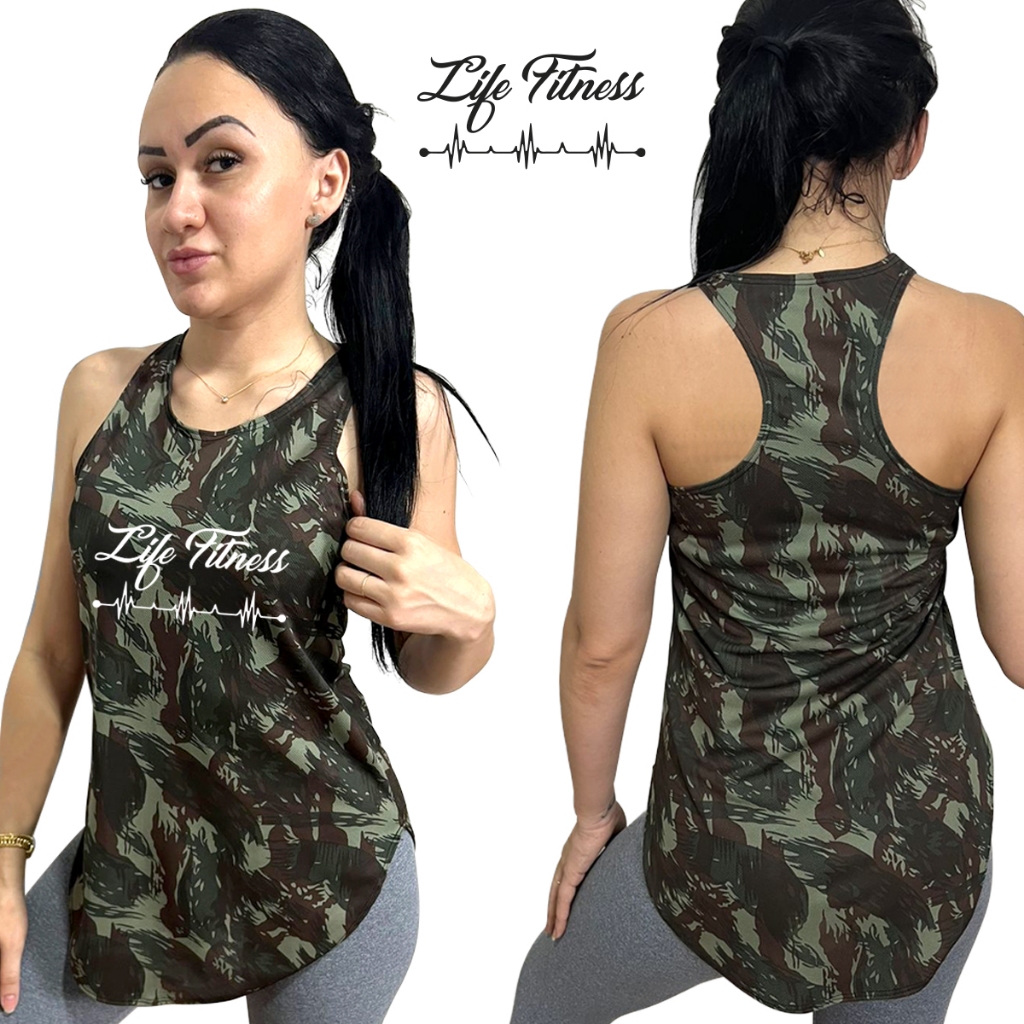 Blusa Feminina Regata Esportiva Tec.Double est.Crossfit LIFE FITNESS 06 Academia Caminhada cores-academia