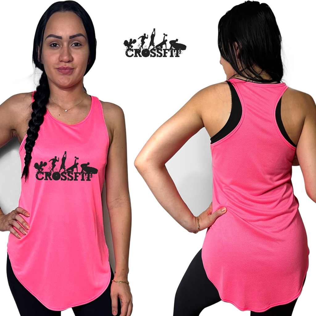 Blusa Feminina Regata Esportiva Tec.Double est. CROSSFIT 07 Academia Caminhada cores-academia