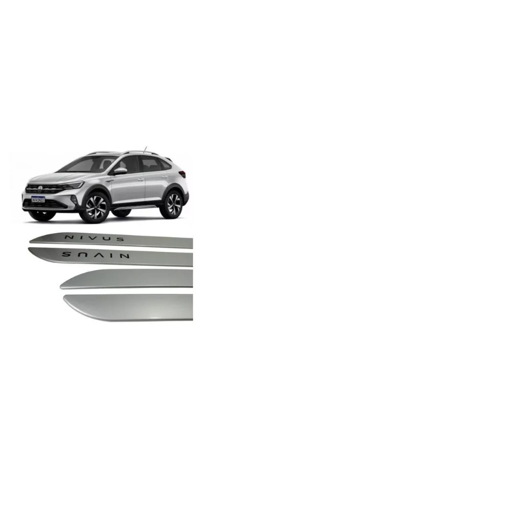 Jogo Friso Lateral Porta Vw Nivus Prata Sirius 2020 2021
