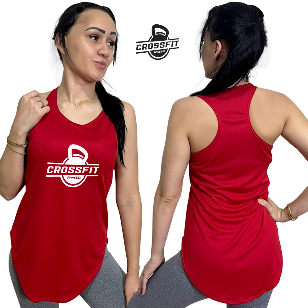 Blusa Feminina Regata Esportiva Dry Fit est.crosfit princesa Academia Caminhada cores academia