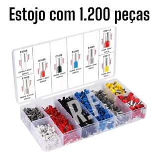 Kit Conector Terminal Tubular Ilhós Para Fio Pino 0,5mm A 10mm 1200 Peças