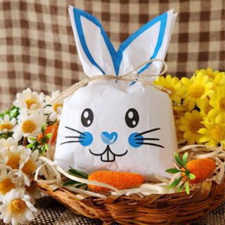 25UN Saquinho de papel Branco Coelho da páscoa Azul 10x27CM | Mimo de páscoa | Embalagem de papel páscoa