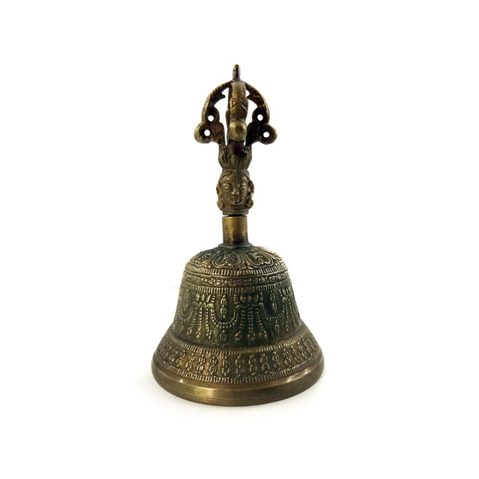 Imagem Sino GanthaTibetano 7 Metais Para a Pratica do Budismo Tibetano 13x7,5cm