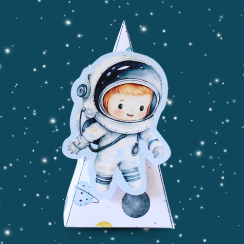 10 Caixa Cone Astronauta com Personagem e Aplique 3D