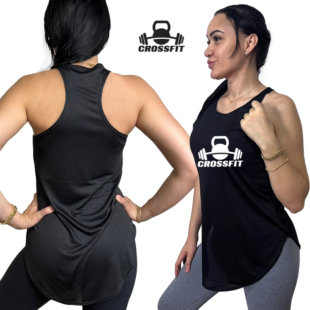 Blusa Feminina Regata Esportiva Tec.Double est. CROSSFIT 013 Academia Caminhada cores academia