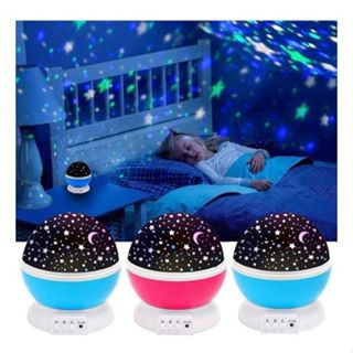 Luminaria Abajur luz led Rotativa 360º Projetor Globo Estrela Criança Festa Star Galáxia Lua Colorida Decorações lua tek