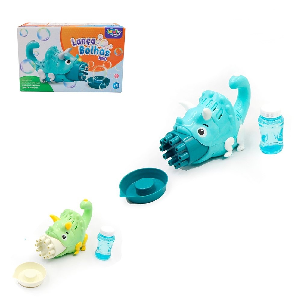 Pistola Lançador De Bolhas Rino Infantil Á Pilha