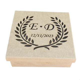 15 Caixas 15x15x5 Com Brasão Ramo Personalizado e Data Casamento Noivado.