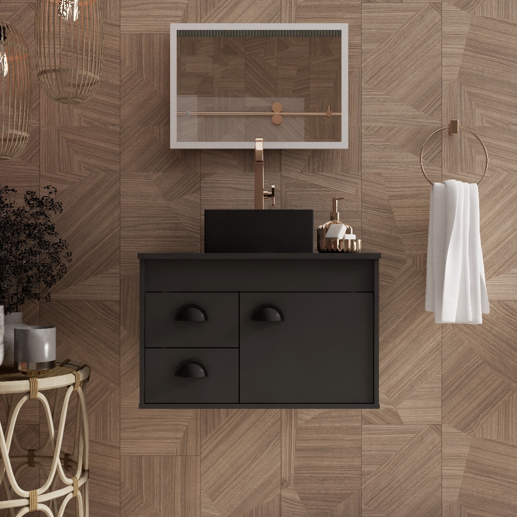 Gabinete Banheiro Armario Cuba Pia 100% Mdf - Udine 63cm em Oferta na Shopee