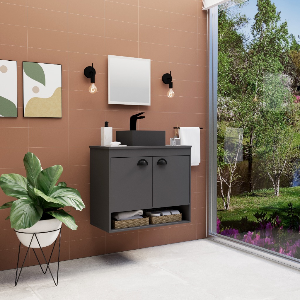 Gabinete Banheiro Armario Cuba Pia 100% Mdf - Latina 51 cm em Oferta na Shopee