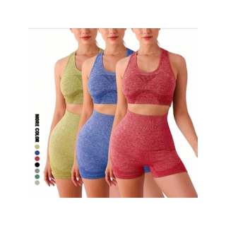 Conjunto Academia Top e Short Cintura Alta Levanta Bumbum Suplex Fitness Feminino Academia