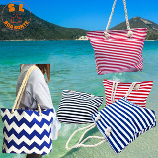 Bolsa Feminina De Praia de Ombro de Costa de Lado Media Grande Sacola Grossa Casual Tecido Elegante Transversal faculdade Impermeável Pirâmide Ondulada Listrada Impermeável Verão Fina Grossa Colorida Lona Faculdade Tamanho Grande Capacidade Com Zíper
