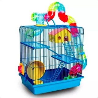Gaiola de Hamster Tubo Super Luxo Com Casa Grande 3 andares Tubo Jel Plast