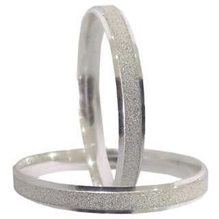 Aliança de Namoro Casamento Prata Brilhante Diamantada 4 mm