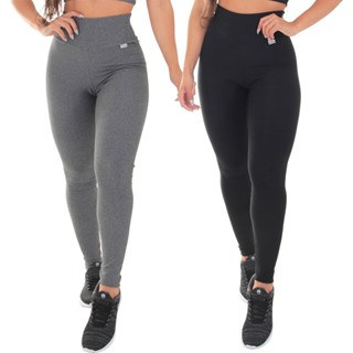 Kit 2 Leggings Feminina Lisas Cintura Alta Yoga