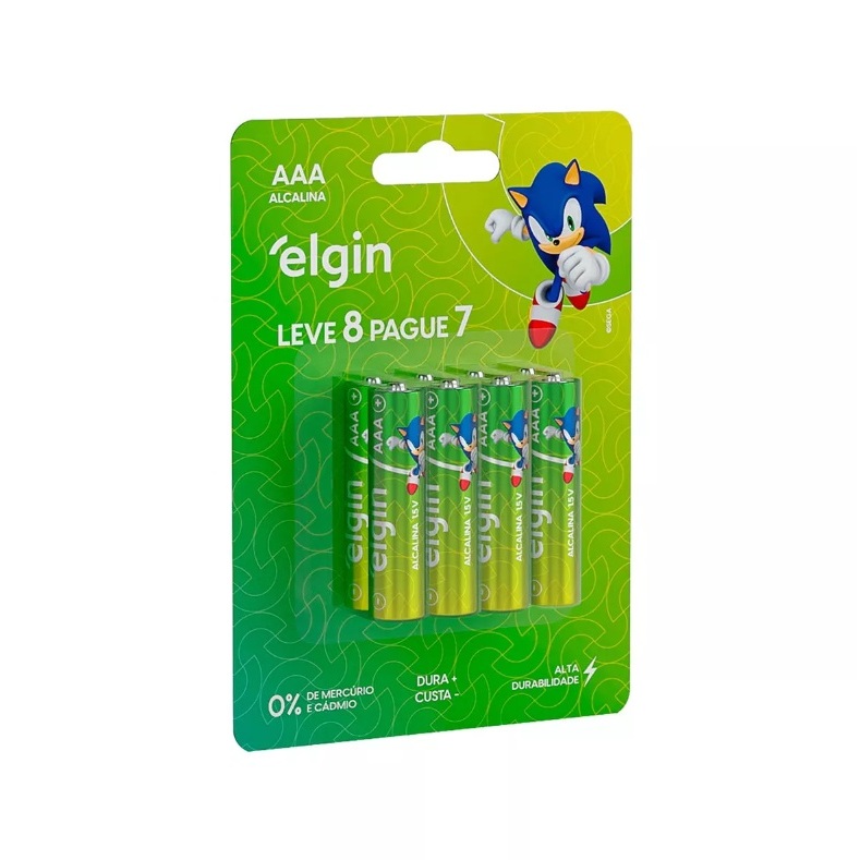 8 ou 16 Pilhas Elgin Alcalina Aaa Palito 3A  - Car ...