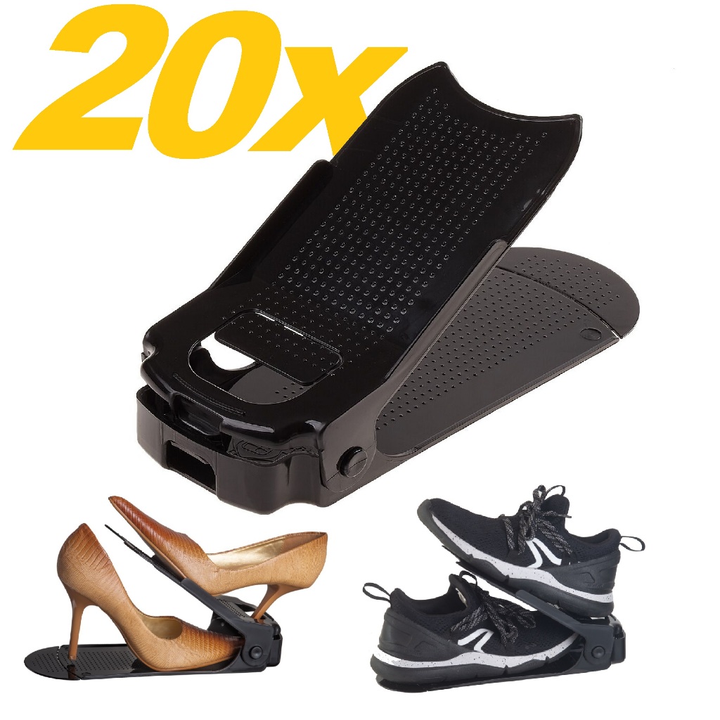 20 Organizadores de Salto, Sapatos e tênis Preto com Furo - Regulagem de Altura