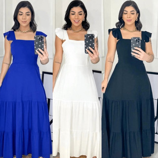 Gior Style Vestido longo feminino tecido Duna e viscolinho de alça detalhada moda evangélica festa natal ano novo