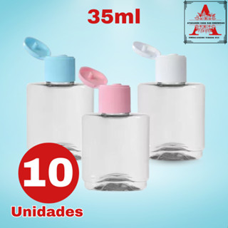 Kit 10 frasco pet 35ml retangular com tampa fliptop - lembrancinha, álcool em gel, shampoo
