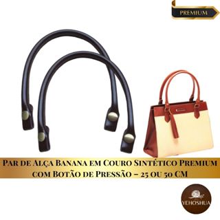 Par de Alça Banana em Couro Sintético Premium com Botão de Pressão – 25 ou 50 CM