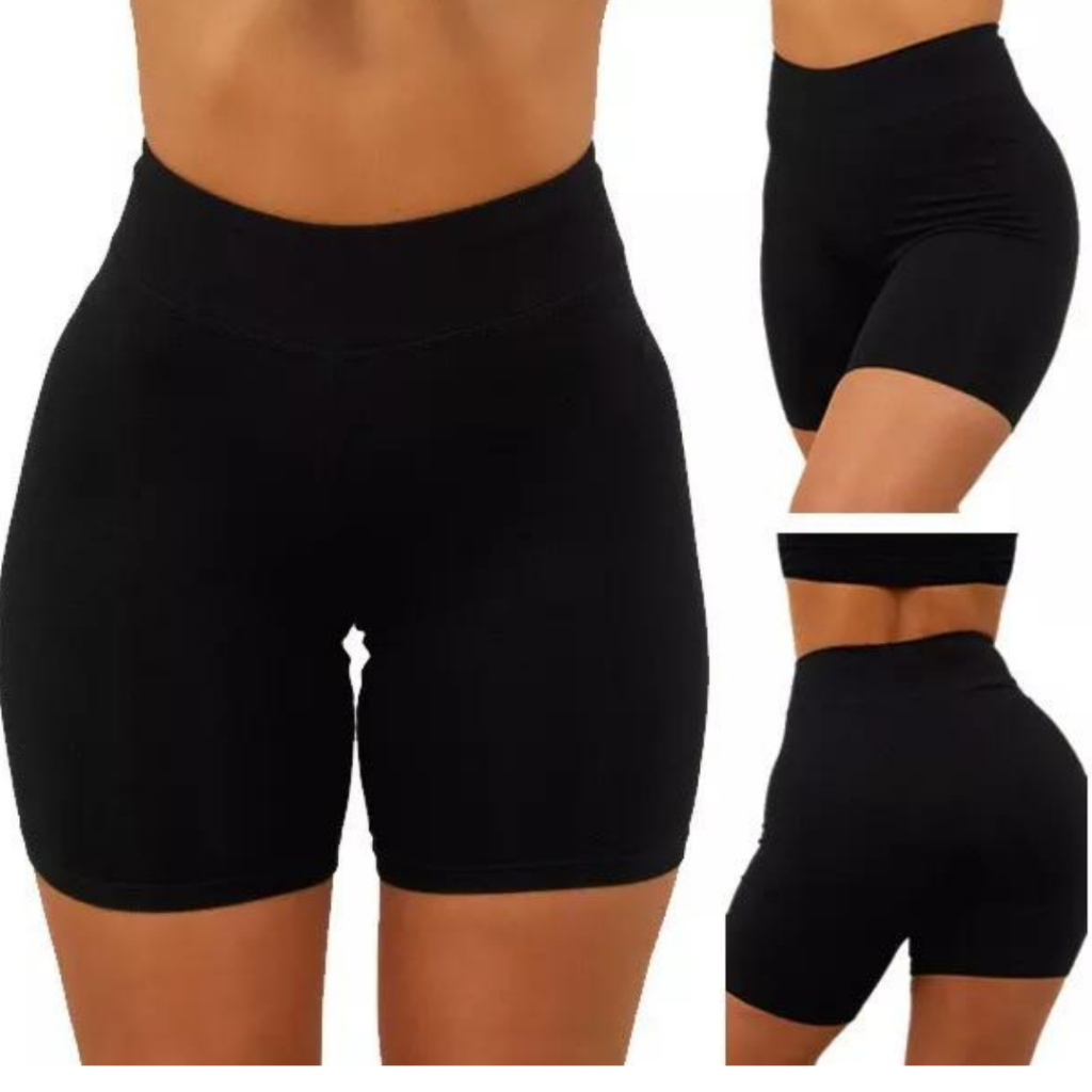 Shorts Legging Fitness Meia Coxa Cintura Alta Academia Modela Bumbum Ginástica Corrida Esportes