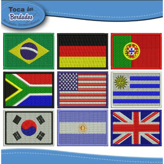 Kit c/ 3 Mini Bandeira Brasil Patch Bordado 3x4,5cm Países Ou Estados - Pronta Entrega