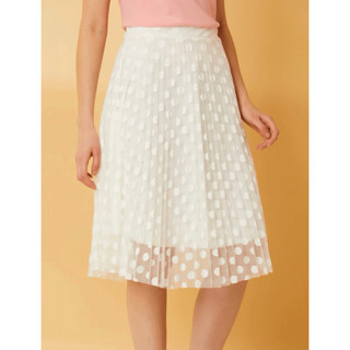 Saia Plissada Midi Feminina Tule Poá Tendências Moda Evangélica elegante