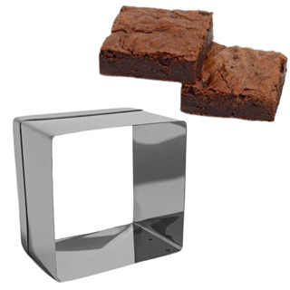Cortador De Brownie 5x5x4cm Em Aço Inox Com Protetor de Mão Para Cookies Biscoitos Biscuit e Pasta Americana Decoração Bolos Doces Tortas Artesanato