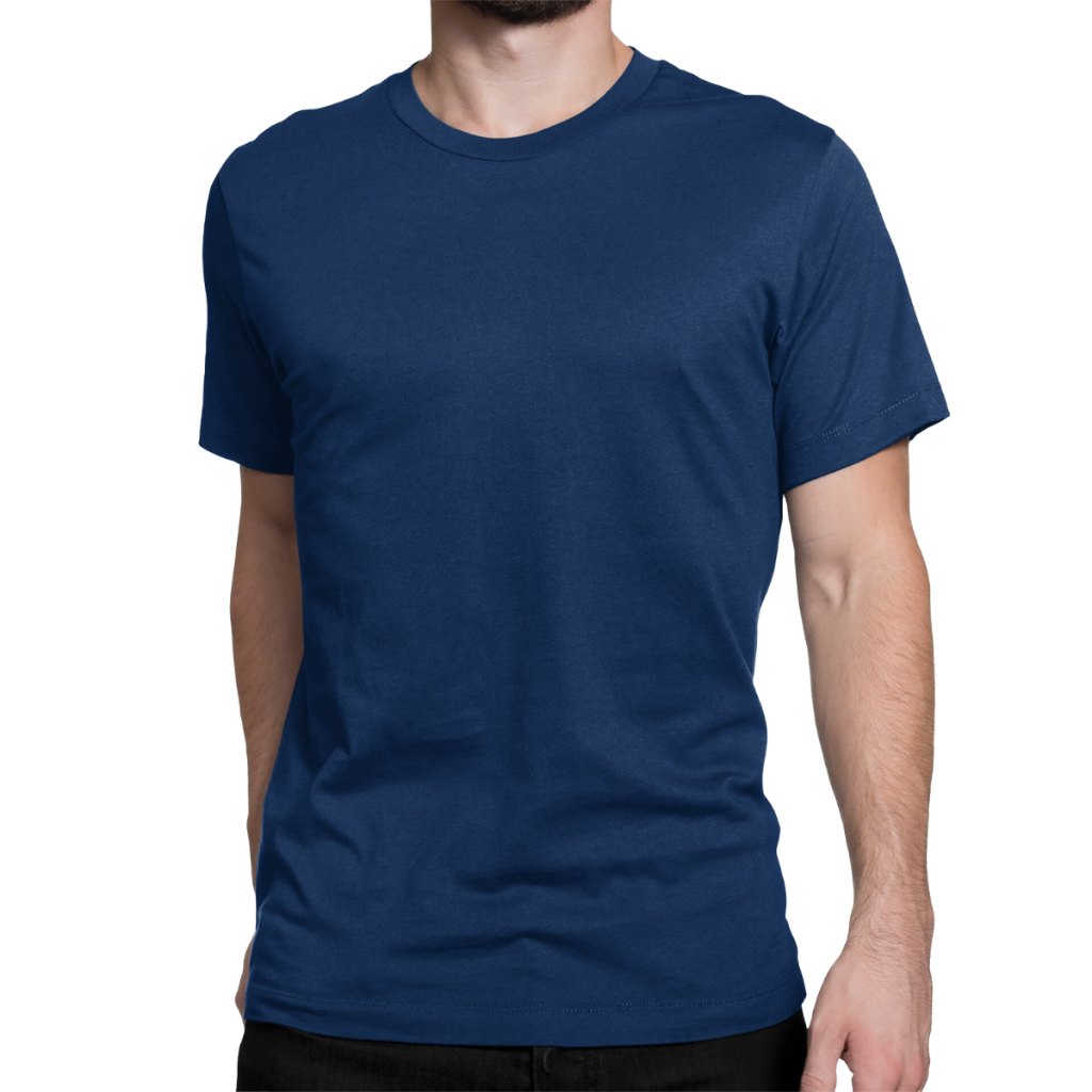 Camiseta Premium de Algodão Azul Marinho Masculina Basic Casual Confortável Esporte Lazer Promoção