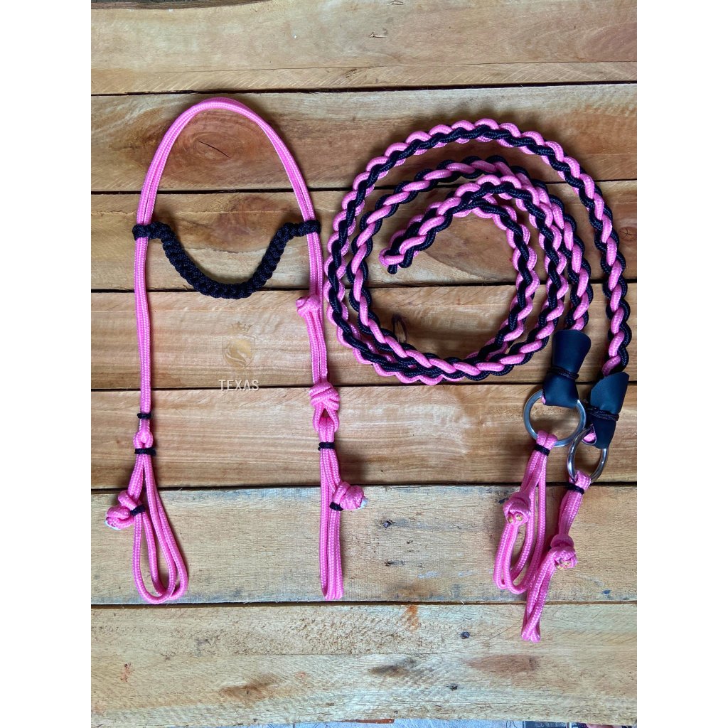 Kit Montaria Rosa Cabeçada e Rédea Com biqueira e Inox Livre de Ferrugens Oferta
