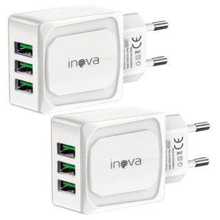 Kit 2 Carregador 3 Entradas Celular Fonte USB Rápido 5.1A