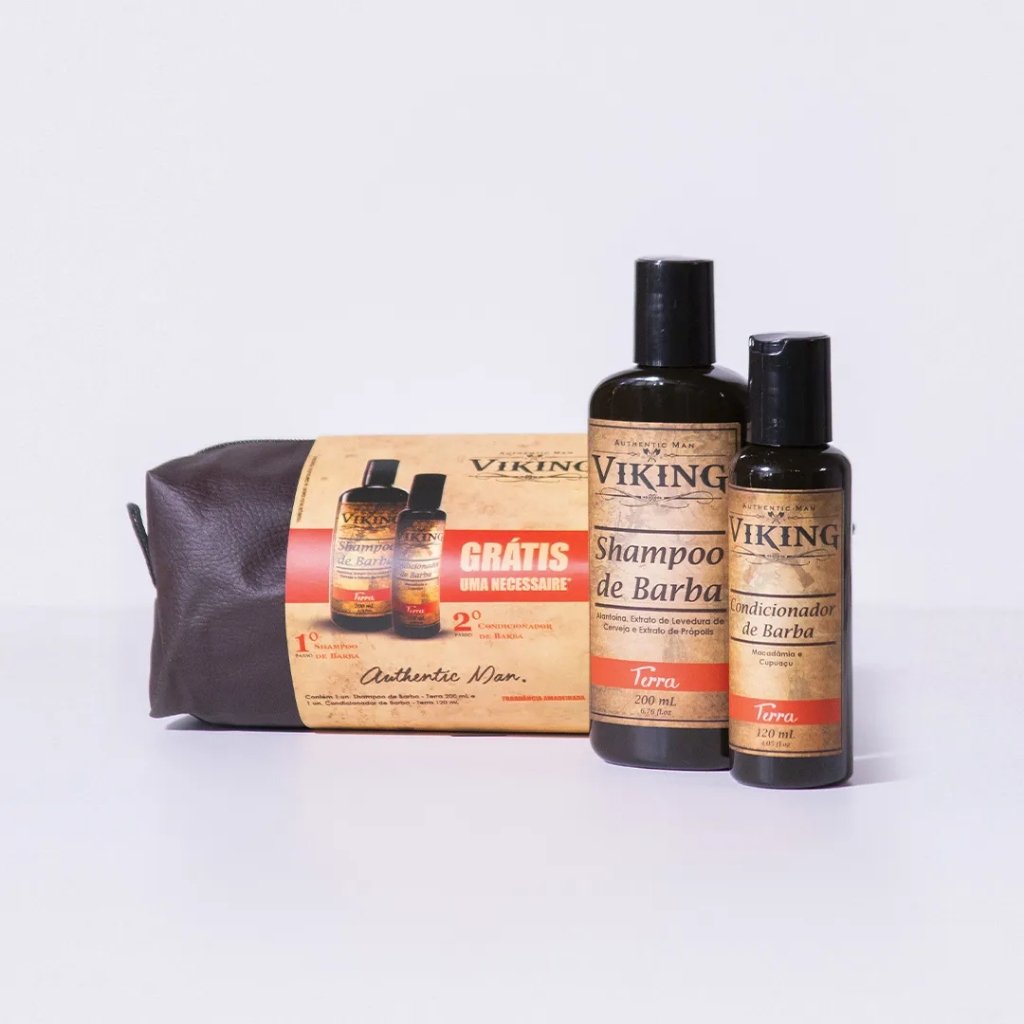 Produtos para cuidados Barba Balm Shampoo Condicionador Óleo Pomada Viking - Linha Terra