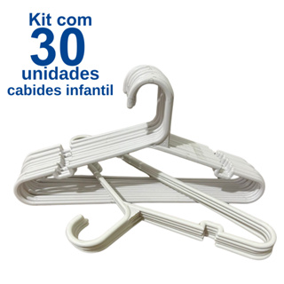 Kit 30 Cabides Infantis Reforçados Branco para Organização em Oferta na Shopee