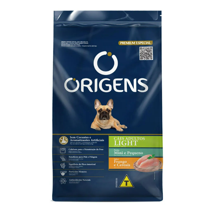 Ração Origens Light Cães Porte Mine e Pequeno Sabor Frango e Cereais 10,1kg Adimax - Pets