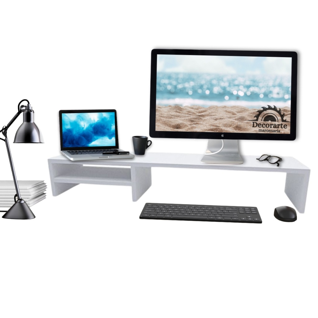 Base Suporte Monitor Elevado Mesa 90x20x16,5 Gamer Home Office 100% MDF