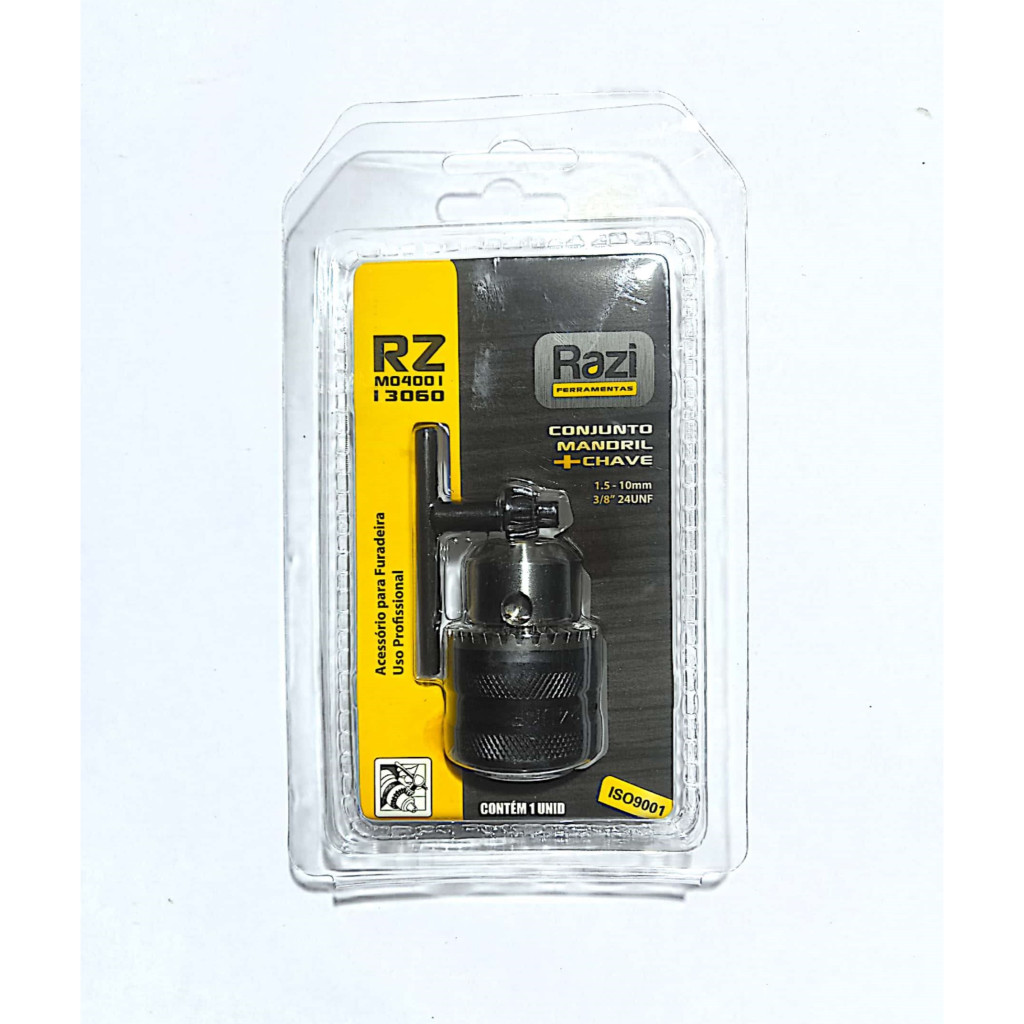 Mandril 3/8 X 24 Unf P/furadeira C/chave 1,5-10mm Razi