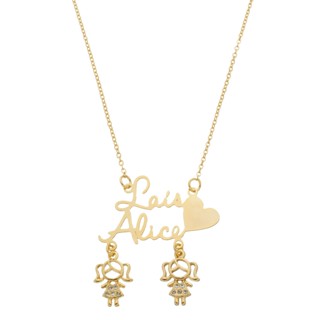 Colar com nome personalizado de filhos banhado a ouro 18k