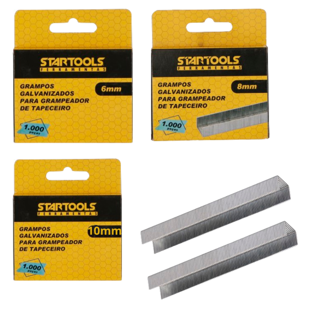 Grampo Para Grampeador Galvanizado 1000 Peças 10mm / 8mm / 6mm