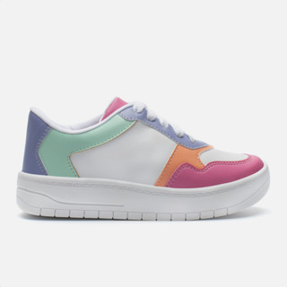 Tenis Feminino Casual Infantil Cano Baixo Recortes Coloridos