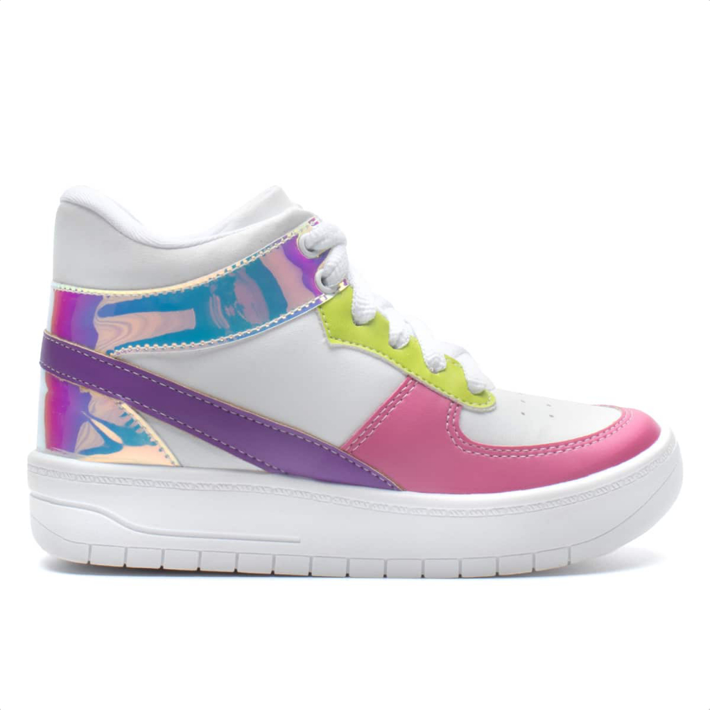 Tênis Casual Infantil  Menina Fashion Cano Médio Refletivo Recortes em Oferta na Shopee