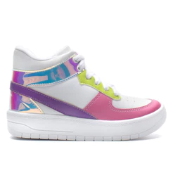 Tênis Casual Infantil Menina Fashion Cano Médio Refletivo Recortes
