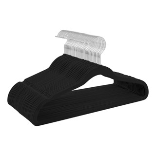 Kit 50 Cabides De Veludo Ultra Finos Antideslizantes Preto